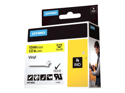 Dymo : BAND ID1 VINYL 12MMX5.5M BLACK ON YELLOW