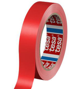 tesa Ruban adhésif d'emballage 60404, 6 mm x 66 m, rouge
