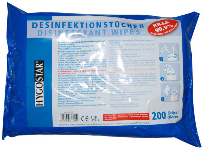 HYGOCLEAN Desinfektionstücher, 200 x 200 mm, 200er Spender