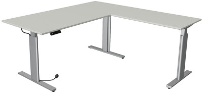 kerkmann Sitz-Steh-Schreibtisch Move 3 mit Anbau, lichtgrau