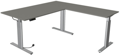 kerkmann Sitz-Steh-Schreibtisch Move 3 mit Anbau, lichtgrau