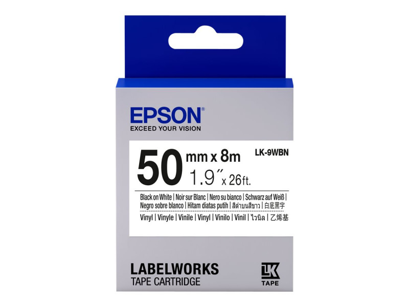 Epson : LK-9WBN TAPES STANDARD WHITE BLACK 50MM 8M