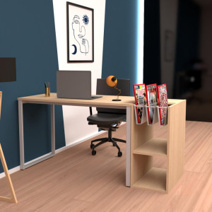 Bureau PAPERFLOW easyHome LV12, blanc/chêne