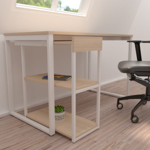 Bureau PAPERFLOW easyHome LV12, blanc/chêne