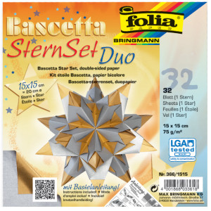 folia Feuilles de papier pliable étoile Bascetta, 75 g/m2