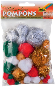 folia Pompons, 30 pièces, couleurs de Noel