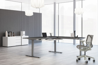 kerkmann Table de bureau assis-debout Move 3 Premium, gris