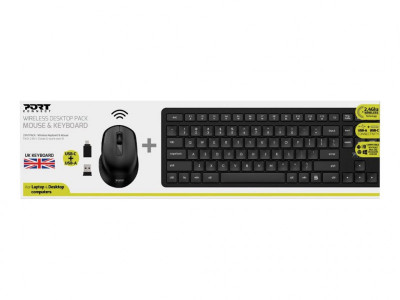 Port Technology : UK pack KEYBOARD + MOUSE MEDIUM WIRELESS