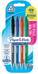 Paper:Mate Stylo encre gel FlexGrip GEL, blister de 4, noir