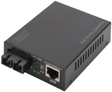 DIGITUS Convertisseur média Gigabit PoE, RJ45/SC, multimode