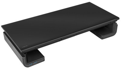 LogiLink Réhausseur d'écran, largeur réglable, 3x USB, noir
