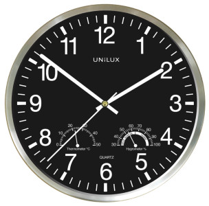 UNiLUX Horloge murale WETTY, diamètre : 300 mm, noir