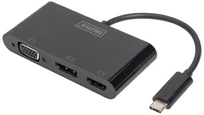 DIGITUS Adaptateur graphique triple USB-C 3en1 (HDMI/DP/VGA)