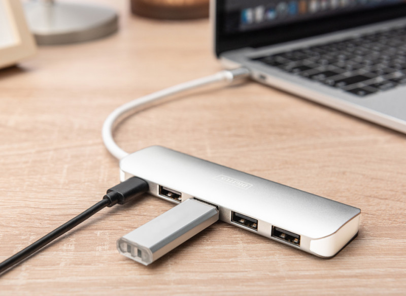 DIGITUS Hub USB-C 3.0, 4 ports, argent