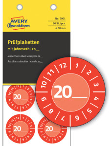 AVERY Zweckform Plaquette de contrôle, 20xx à inscrire,jaune