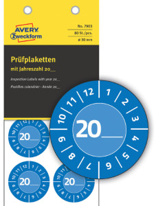 AVERY Zweckform Plaquette de contrôle, 20xx à inscrire,jaune