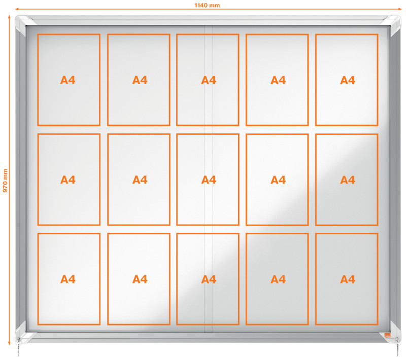 NOBO vitrine, porte coulissante, surface d'affichage en