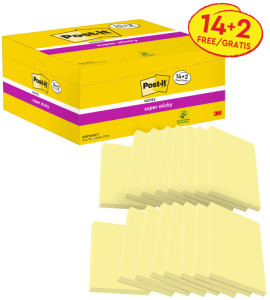 Post-it Bloc-note Super Sticky Notes, 127 x 76mm, 20+4,jaune