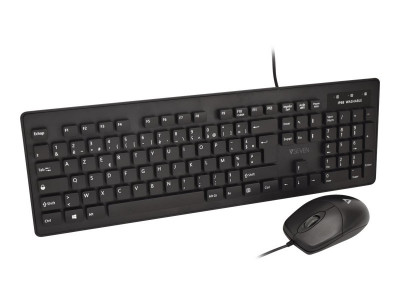 V7 : COMBO CLAVIER SOURIS AZERTY FILAIRE USB NOIR LAVABLE IP68