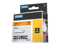 Dymo : RHINO BAND IND VINYL 12MMX5.5M BLACK ON ORANGE