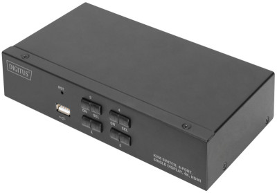 DIGITUS Commutateur KVM, 4 ports, simple affichage, 4K, HDMI