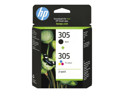 HP : HP 305 2-pack TRI-COLOR/BLACK cartouche encre