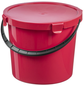 plast team Seau à cueillette avec couvercle, 10 L, rouge