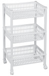 plast team Chariot de rangement, à 3 corbeilles, blanc plast team Chariot de rangement, à 3 corbeilles, blanc