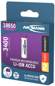 ANSMANN Li-Ion Akku 18650 mit Micro-USB Kupplung, 3.400 mAh