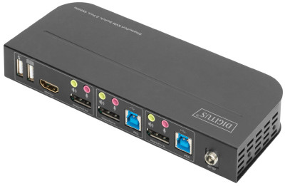 DIGITUS Commutateur KVM, 2 ports, 2x entrée DP, 1x sortie DP