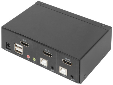 DIGITUS Commutateur KVM, 2 ports, simple affichage, 4K, HDMI