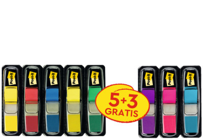 Post-it Marque-pages Index Mini, 11,9 x 43,2 mm, 5+3 GRATUIT