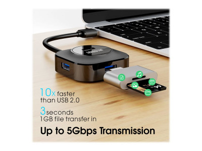 Urban Factory : MINI USB 3.0 HUB 4 PORTS BLACK