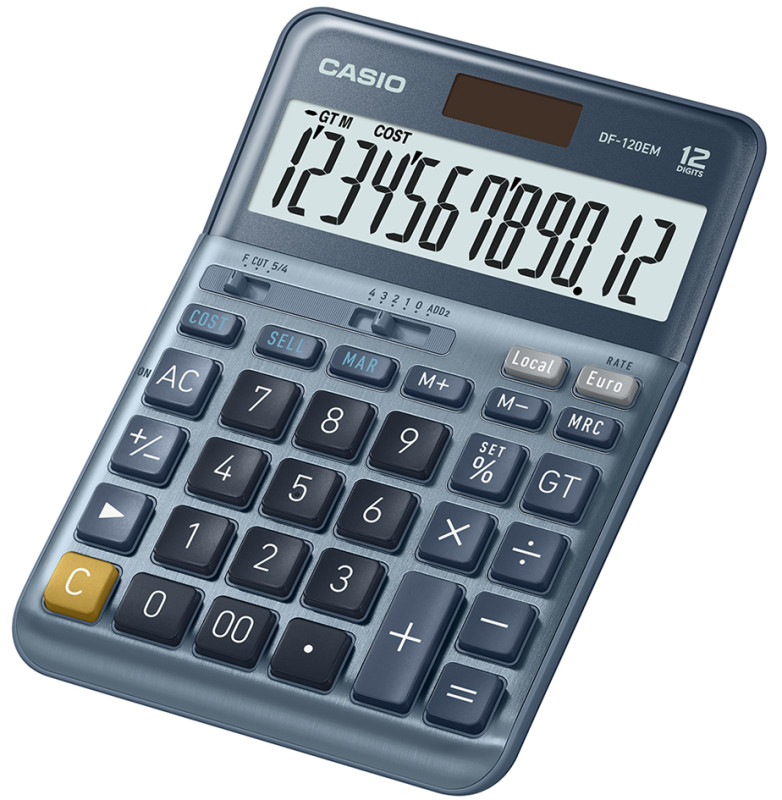 CASIO Calculatrice de bureau DF-120EM, 12 chiffres, argent