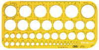 Gabarit de cercles de perforation M+R 1-36 mm, jaune-transparent Gabarit de cercles de perforation M+R 1-36 mm, jaune-transparent