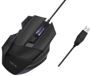 LogiLink Souris gaming, filaire, 2400 dpi, noir