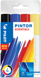 PILOT Marqueur à pigment PINTOR, medium, set de 4 ESSENTIALS