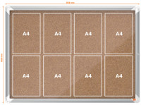 NOBO Vitrine d'affichage en liège Premium Plus, 8 x A4
