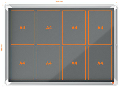 NOBO Vitrine d'affichage en feutre Premium Plus, 6x A4, gris