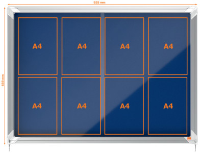 Vitrine Nobo Premium Plus, panneau arrière en feutre, 27 x A4