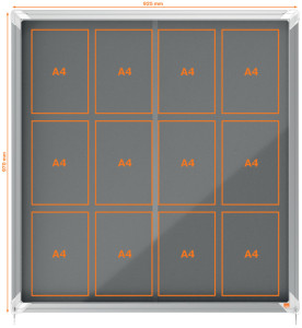 Vitrine Nobo Premium Plus, panneau en feutre, 12 x A4