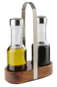APS Ménagère de table huile et vinaigre WOOD, acacia/inox