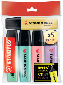 STABILO Surligneur BOSS ORIGINAL Pastel, étui en PET de 4