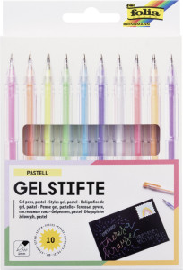 folia Stylo gel PASTELL, couleurs assorties, étui de 10