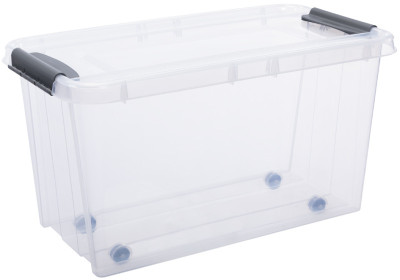 Plast team Boîte de rangement PROBOX à roulettes, 70 litres