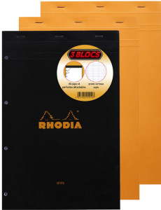 RHODIA Bloc agrafé No. 20, format A4+, quadrillé, lot de 3
