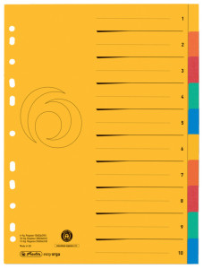 herlitz Intercalaire en carton, A4 extra large,10 pièces,uni