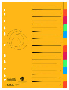 herlitz Intercalaire en carton, A4 extra large,10 pièces,uni