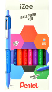 Pentel Stylo à bille rétractable iZee, étui de 4, BASIC