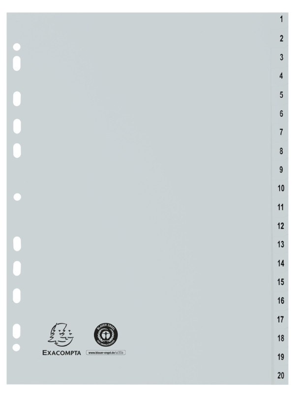 EXACOMPTA Intercalaire numérique en plastique, A4, 10 pièces